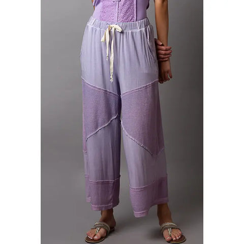 PREORDER Contrast Ribbed Elastic Waist Casual Knit Culottes Pants