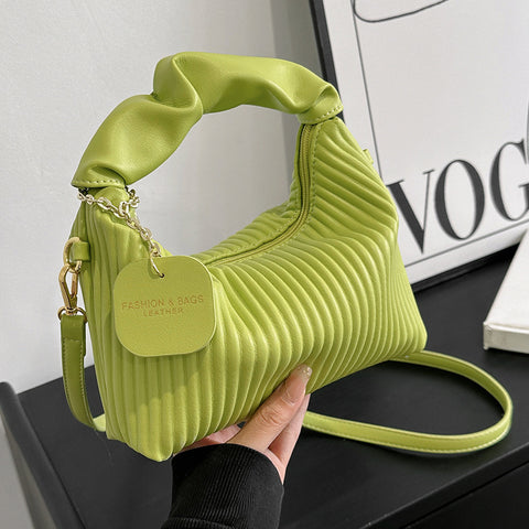 Women Crossbody Bag PU Leather Pleated Messenger Bags