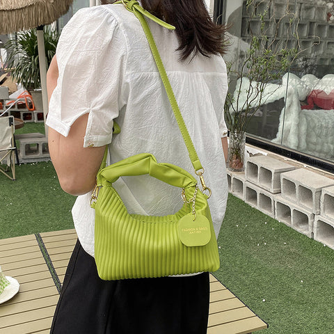 Women Crossbody Bag PU Leather Pleated Messenger Bags