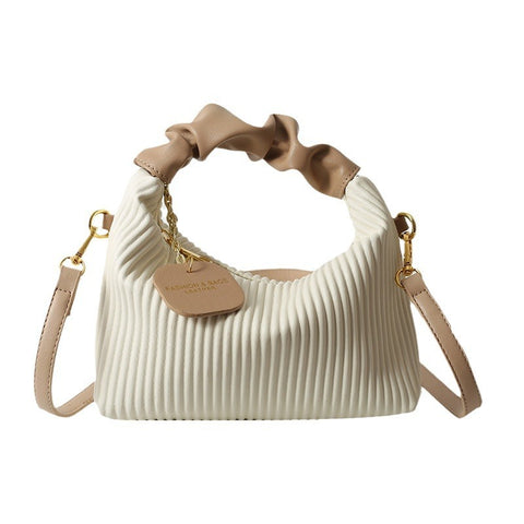 Women Crossbody Bag PU Leather Pleated Messenger Bags