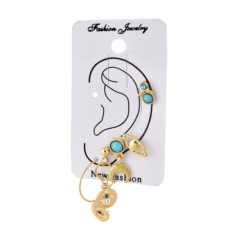 Boho  Personality Palm Eyes Moon Stud Earrings