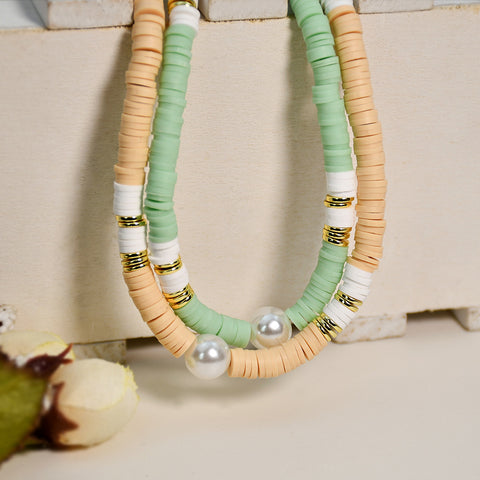 Boho Metal Beaded Women's Pearl Clavicle Chain