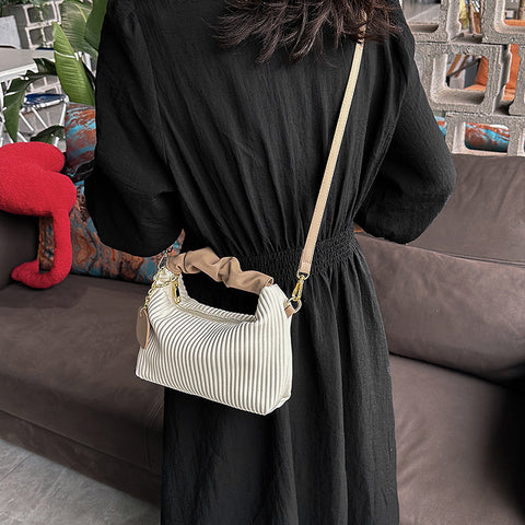 Women Crossbody Bag PU Leather Pleated Messenger Bags