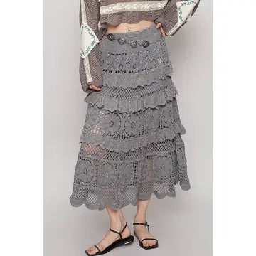 PREORDER Crochet Lace Ruffle Detail Skirt