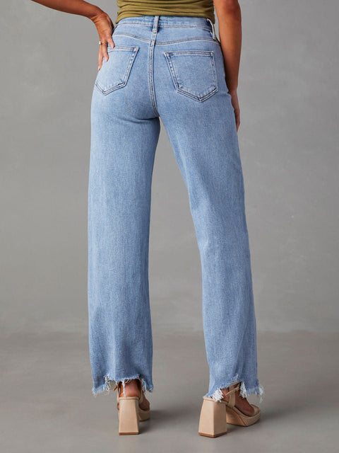 Simple Tassel Straight Jeans