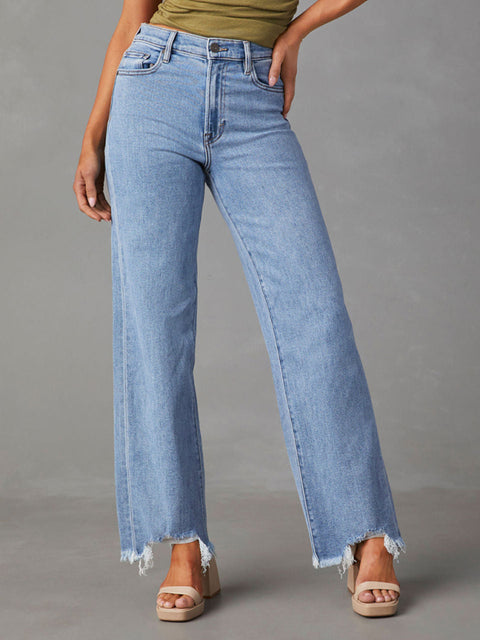 Simple Tassel Straight Jeans
